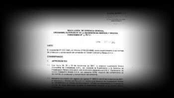 Resolución Osinergmin sancionando a Volcan Compañía Minera