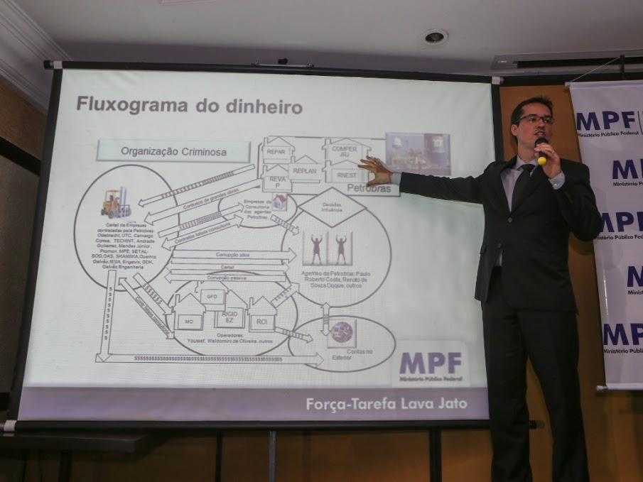 El procurador del caso Lava Jato, Deltan Dallagnol, explica el esquema del lavado de dinero con Petrobras. (Foto: Cortesía Caretas)