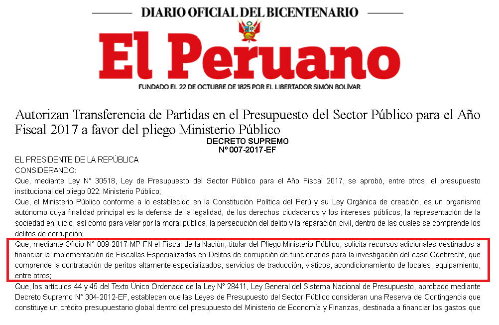 Decreto Supremo 007. (Fuente: El Peruano).