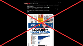 Es falsa la portada de un diario que da ventaja a López Aliaga en la campaña por la alcaldía de Lima: fue creada con IA 